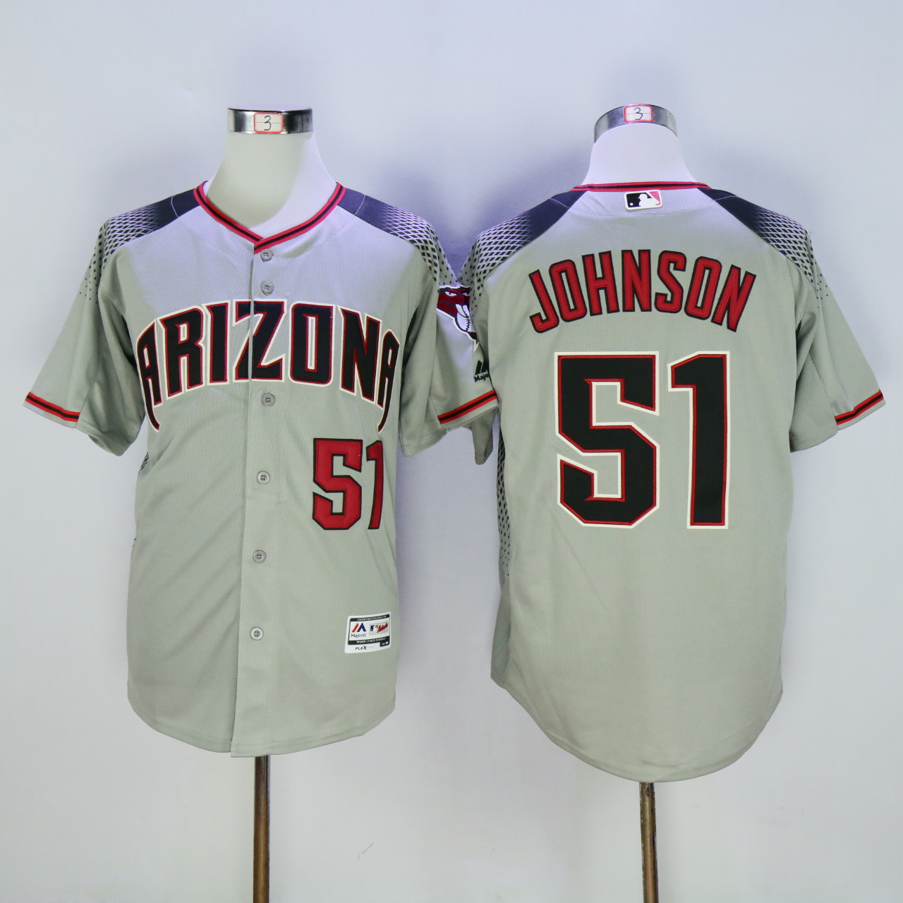 Men Arizona Diamondback 51 Johnson Grey MLB Jerseys1